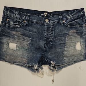 7 For All Man Kind Distressed Denim Shorts 30